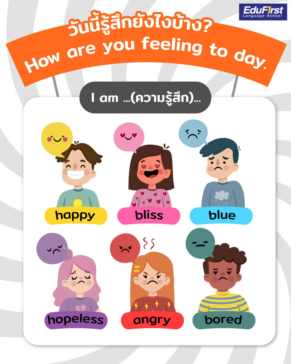 คุณรู้สึกอย่างไร? คำศัพท์ภาษาอังกฤษ ความรู้สึก & อารมณ์ (Feeling And  Emotions) โรงเรียนสอนภาษาอังกฤษ Edufirst