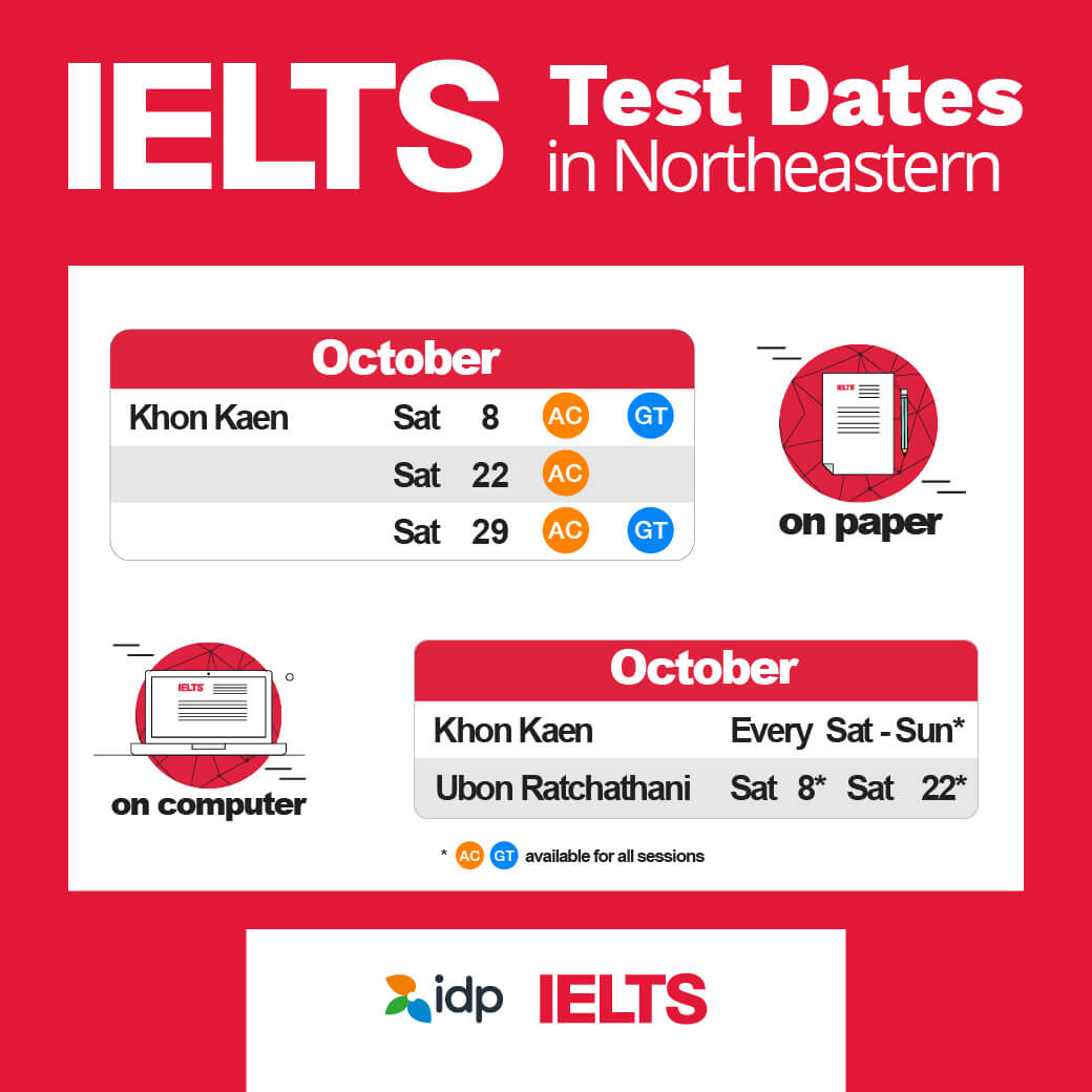 ตารางสอบ IELTS  ขอนแก่น อุบลราชธานี ตุลาคม 2565 การันตีคะแนน IELTS  สูง คอร์ส ติว IELTS EduFirst