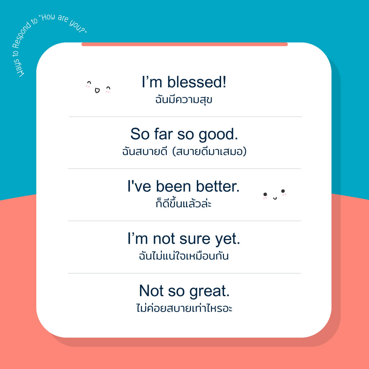 Ways to Respond to “How are you?”  ตอบกลับคําทักทาย ภาษาอังกฤษ