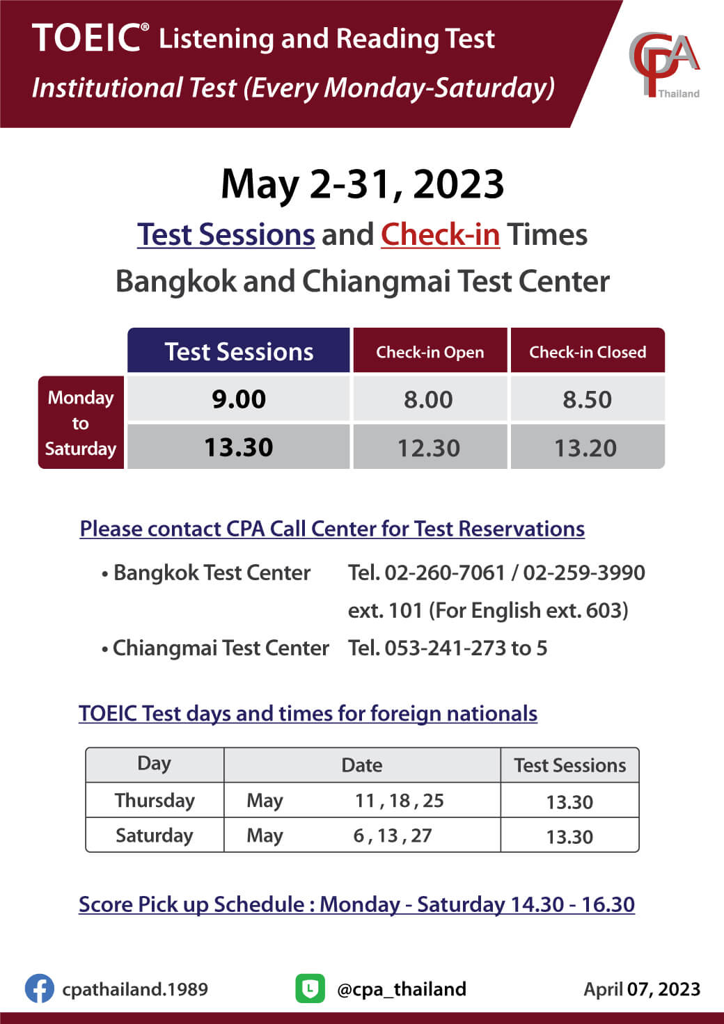 ตารางสอบ toeic กรุงเทพ เชียงใหม่ พฤษภาคม 2566 ศูยน์สอบ CPA Thailand - เตรียมพร้อมก่อนสอบ ติว TOEIC การันตีคะแนน สถาบันสอนภาษาอังกฤษ EduFirst